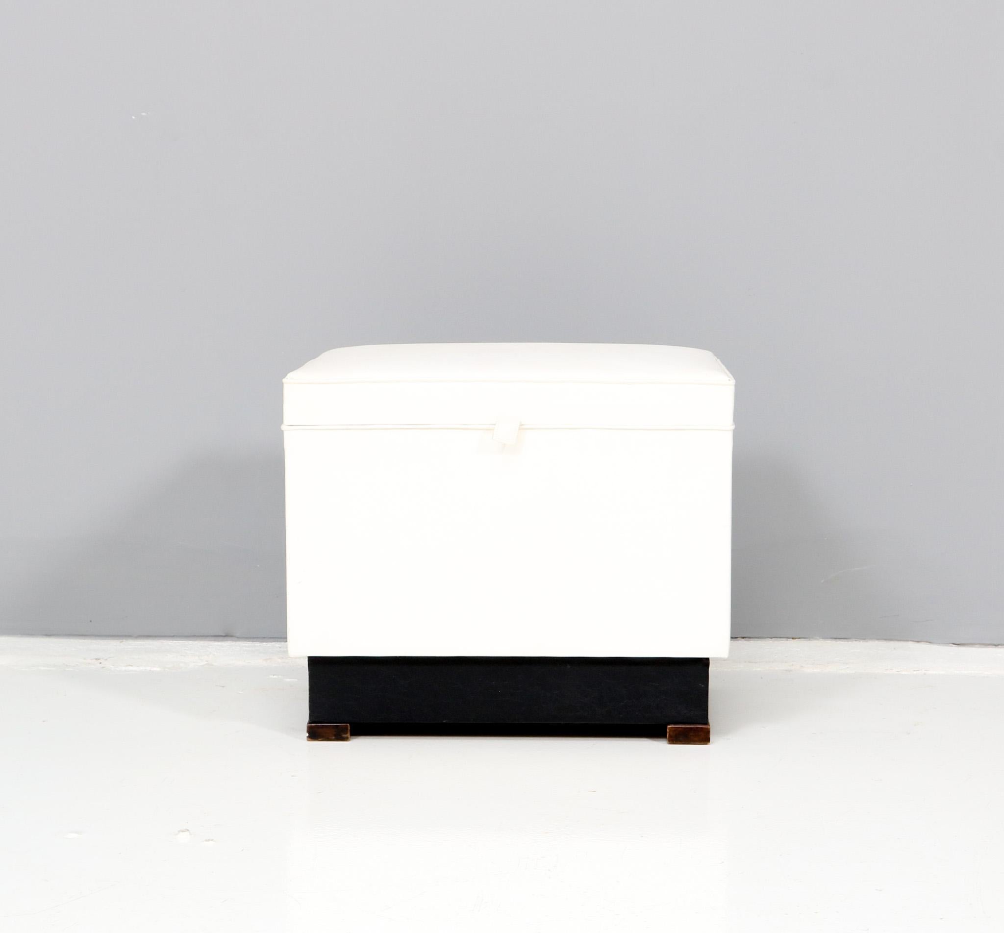 Dutch Faux Leather Art Deco Modernist Box or Stool by 't Woonhuys Amsterdam, 1930s