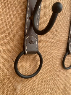 Faux Leather Metal Candle Sconces After Jacques Adnet, A Pair