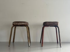 Faux Leather Pair of Stools, 1970s, Germany