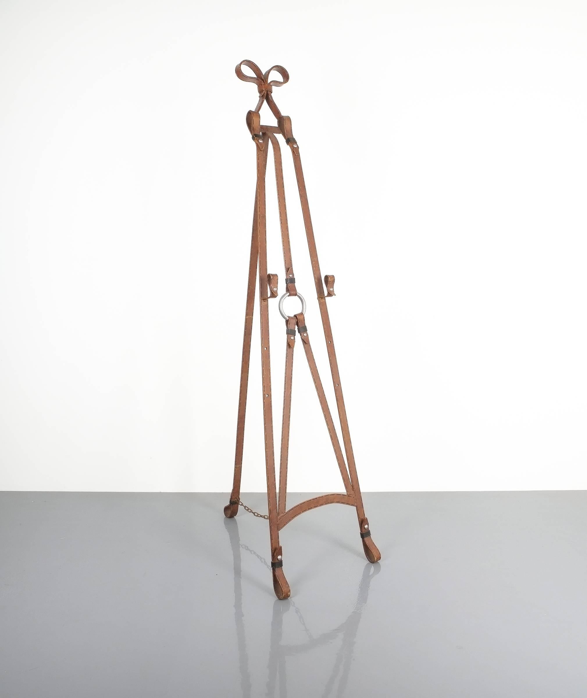 Faux Leather Ferblanterie Wrought Iron Easel, France, circa 1950 3