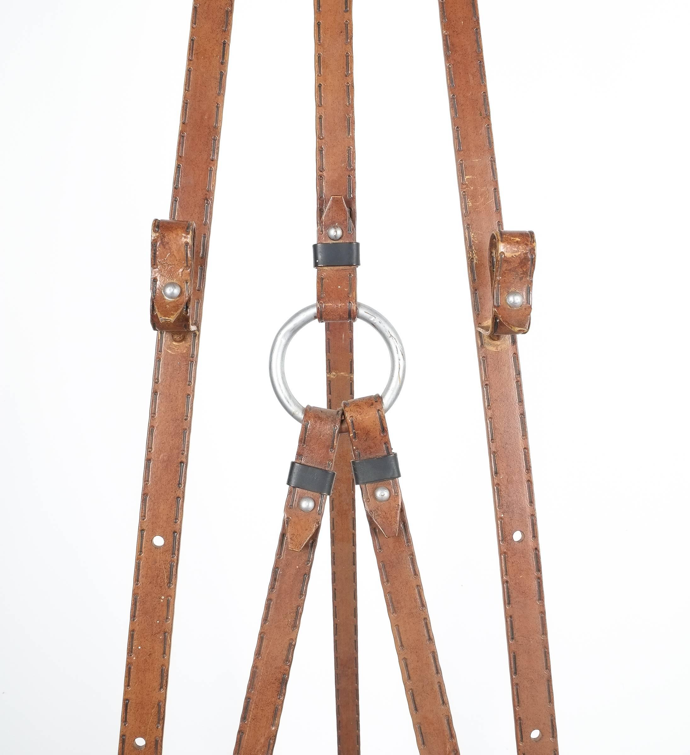 Faux Leather Ferblanterie Wrought Iron Easel, France, circa 1950 In Good Condition In Vienna, AT