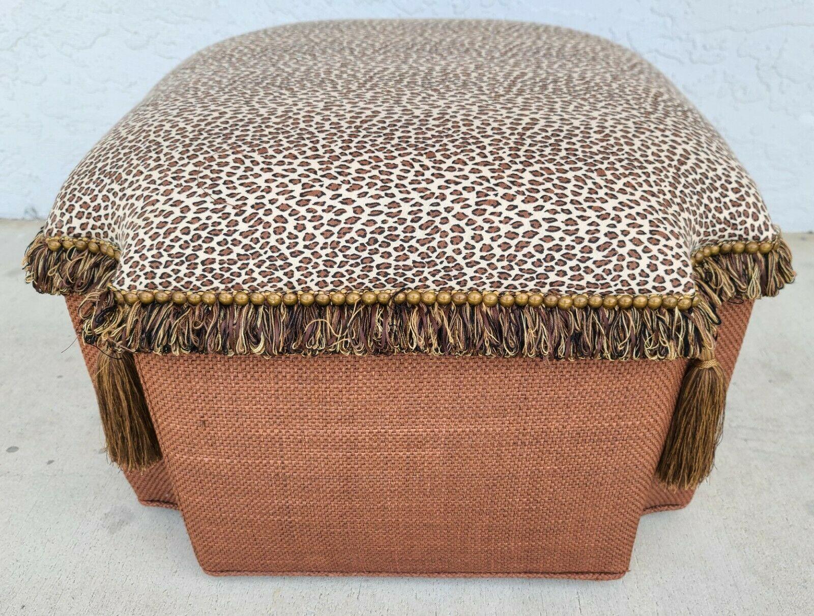Unknown Faux Leopard Pouf Ottoman Footstool by Ferguson Copeland For Sale