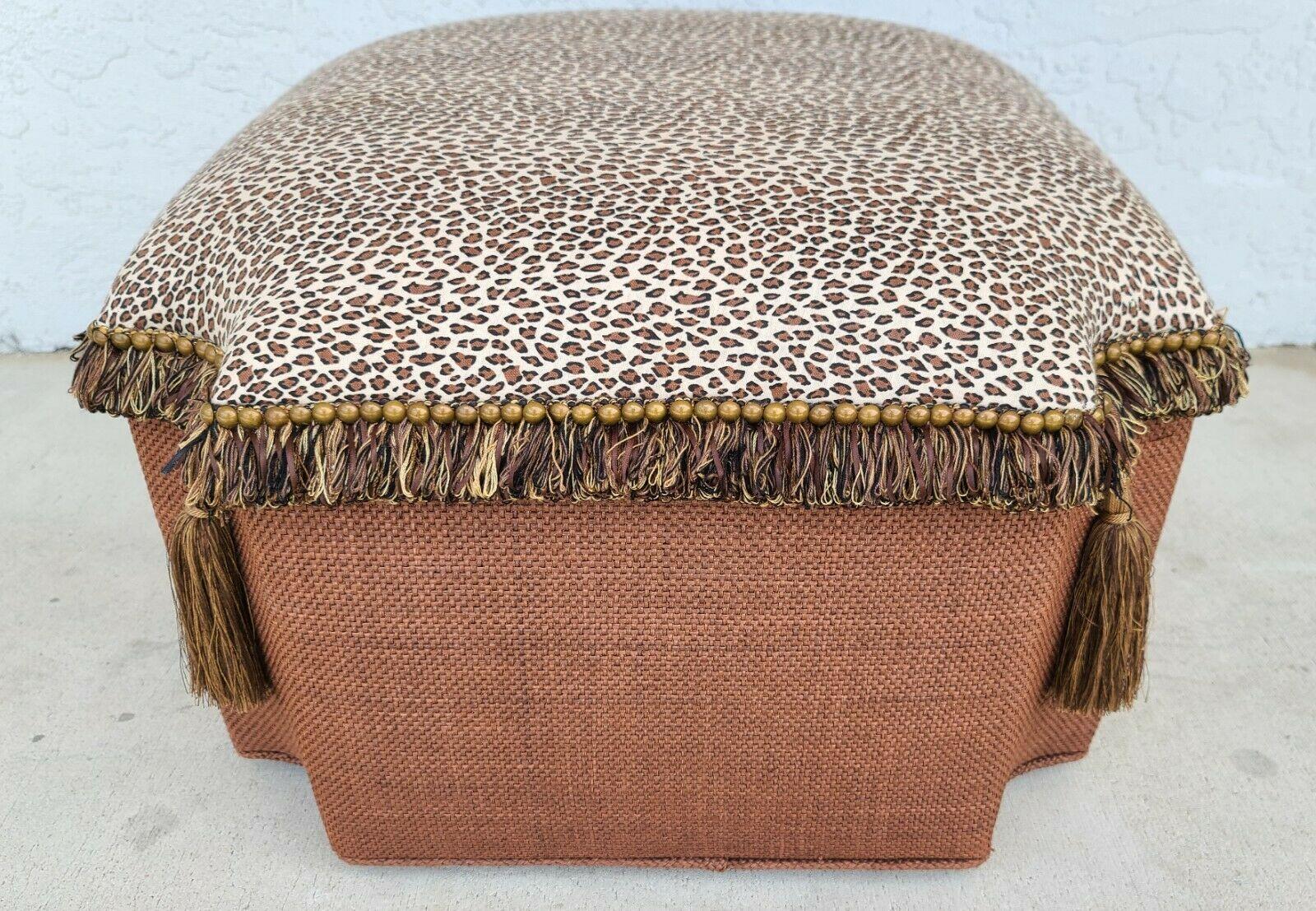 Faux Leopard Pouf Ottoman Footstool by Ferguson Copeland In Good Condition For Sale In Lake Worth, FL
