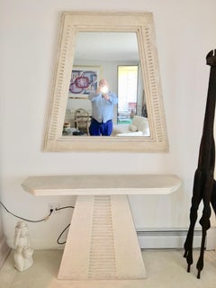 Faux Limestone Mesoamerican Console Table and Mirror