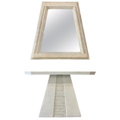 Faux Limestone Mesoamerican Console Table and Mirror