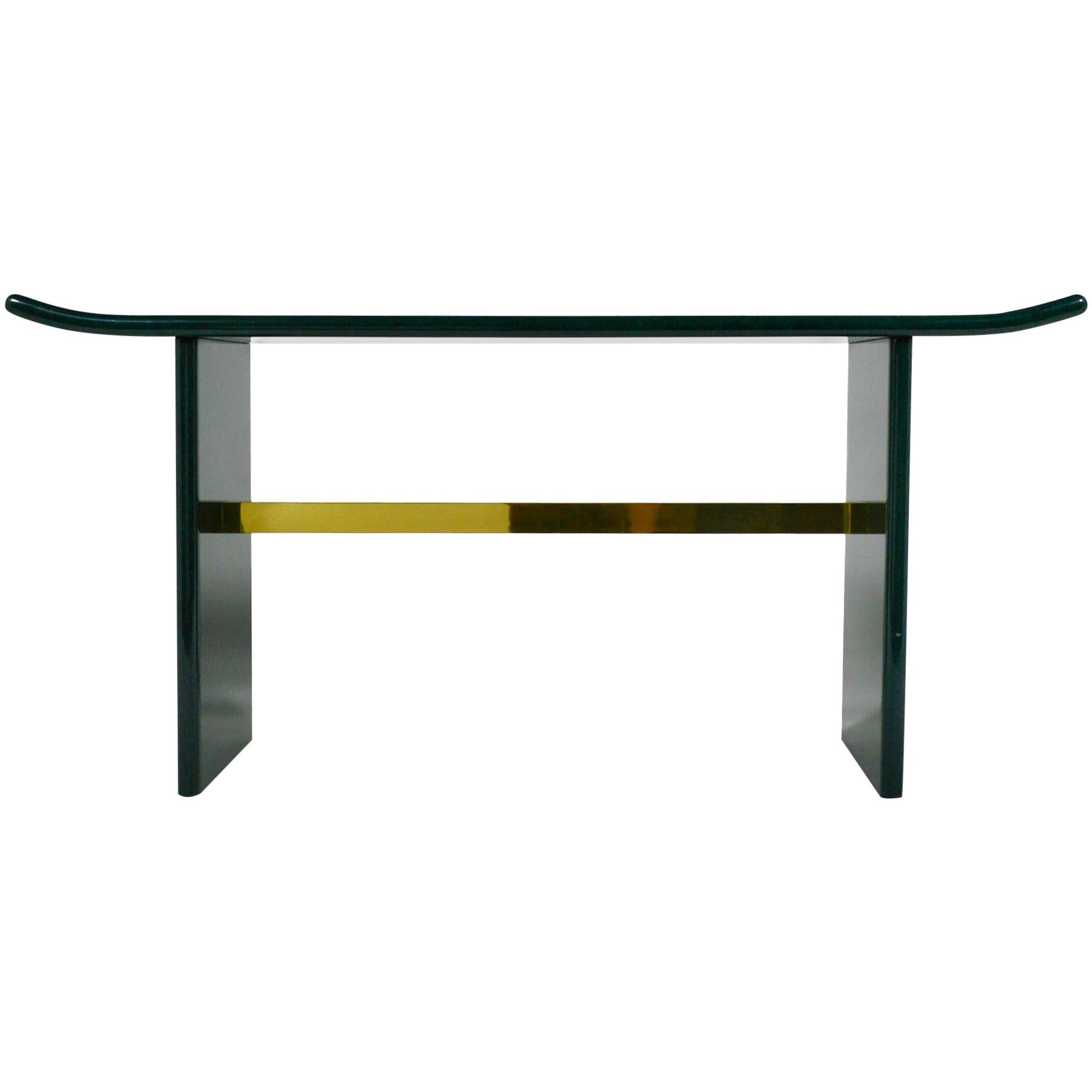 Faux Malachite and Brass Console Table