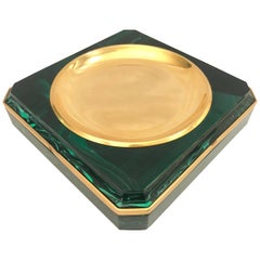 Faux Malachite and Brass Vide Poche