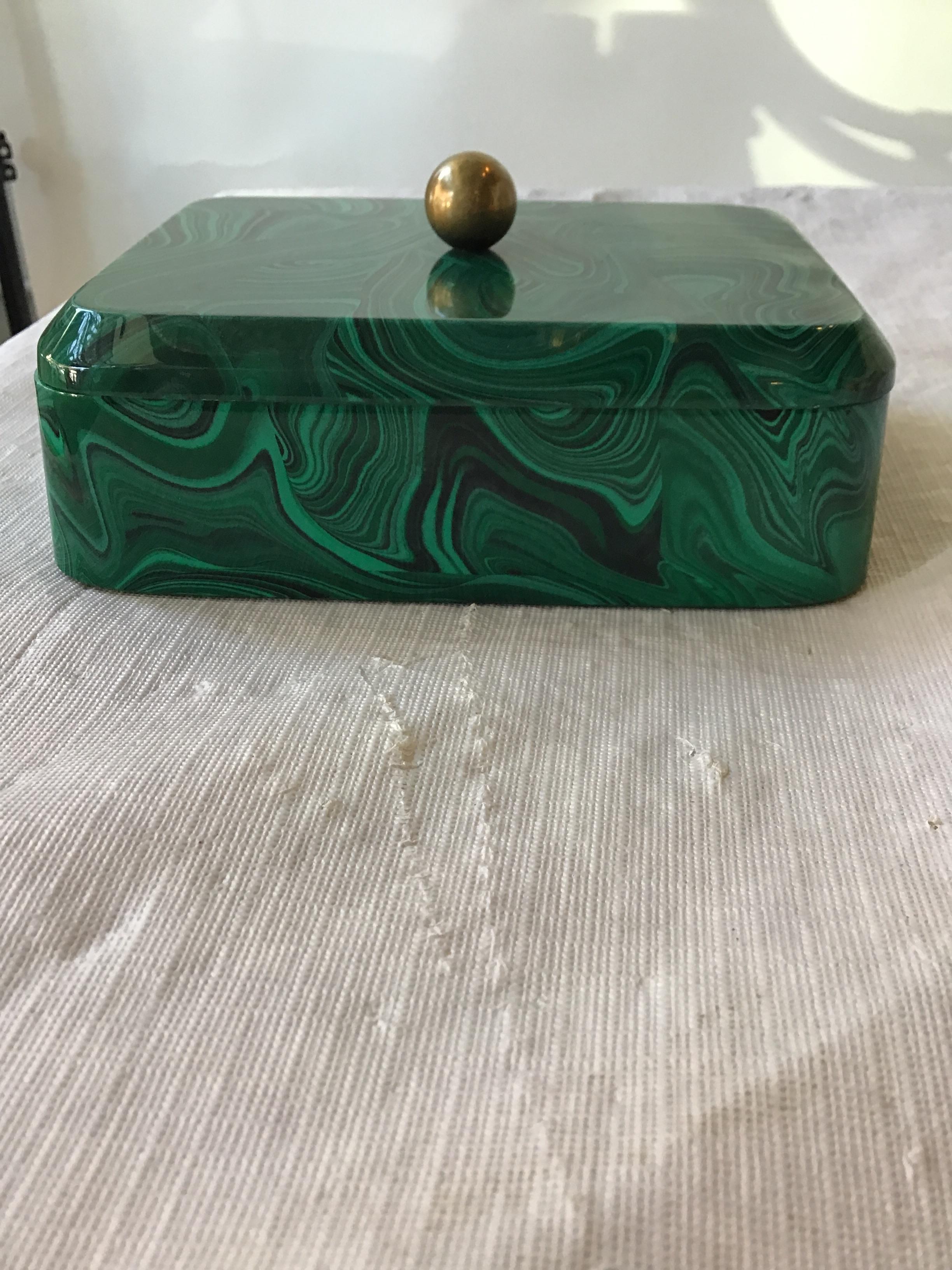 Late 20th Century Faux Malachite Box