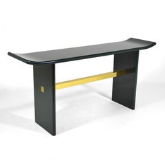 Faux Malachite and Brass Console Table