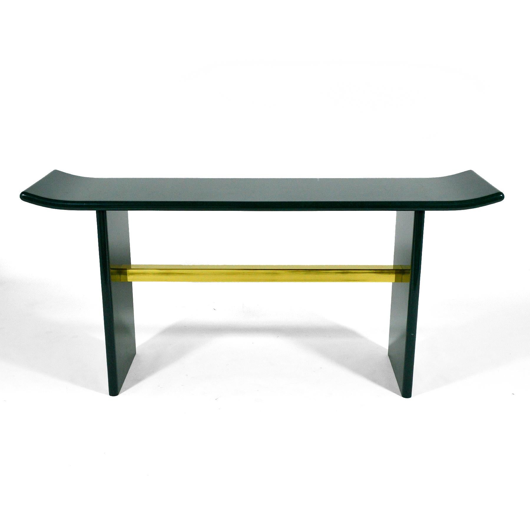 Faux Malachite and Brass Console Table For Sale 2