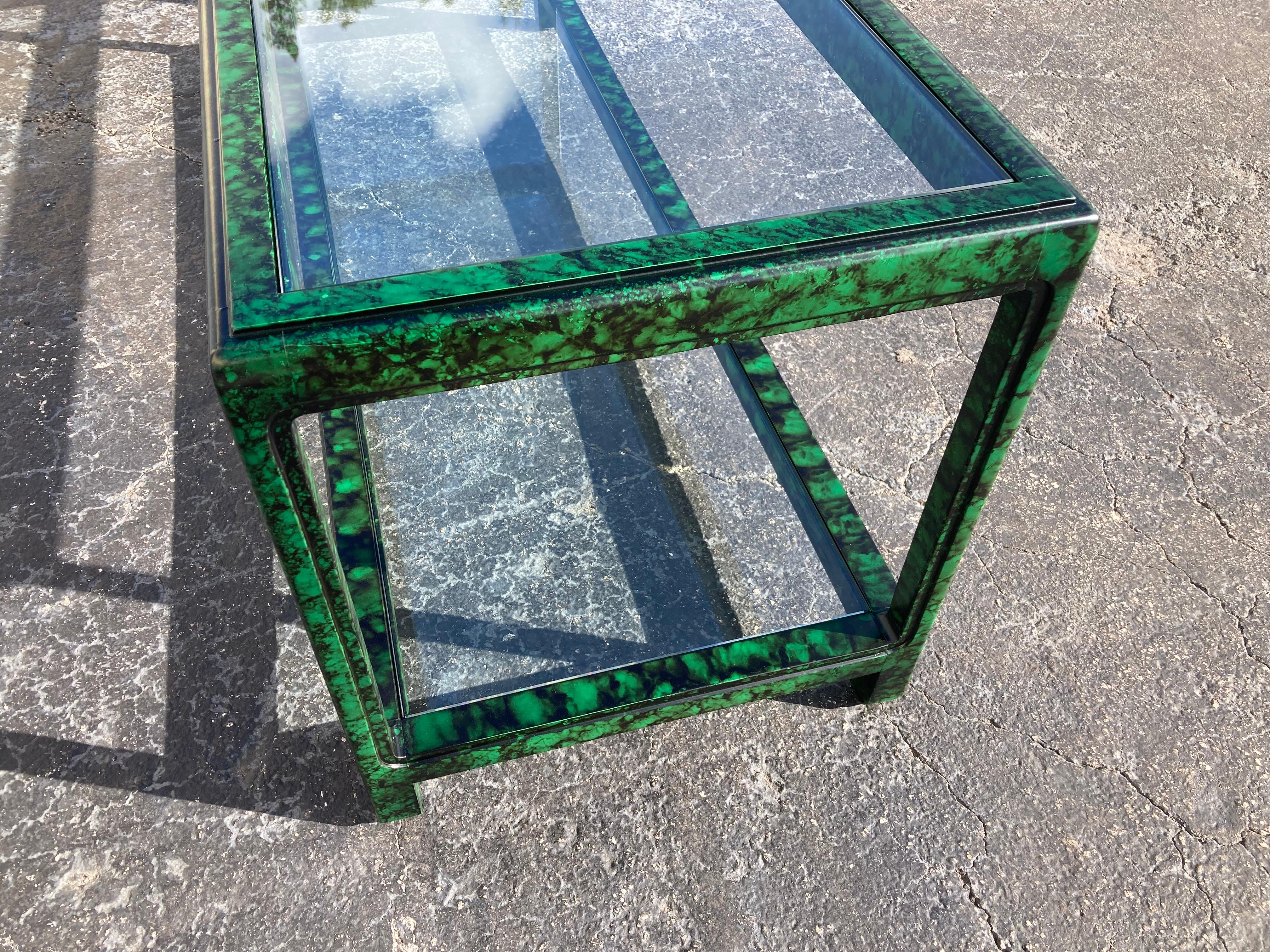 Faux Malachite Console Table, Hollywood Regency, Ming Style For Sale 5