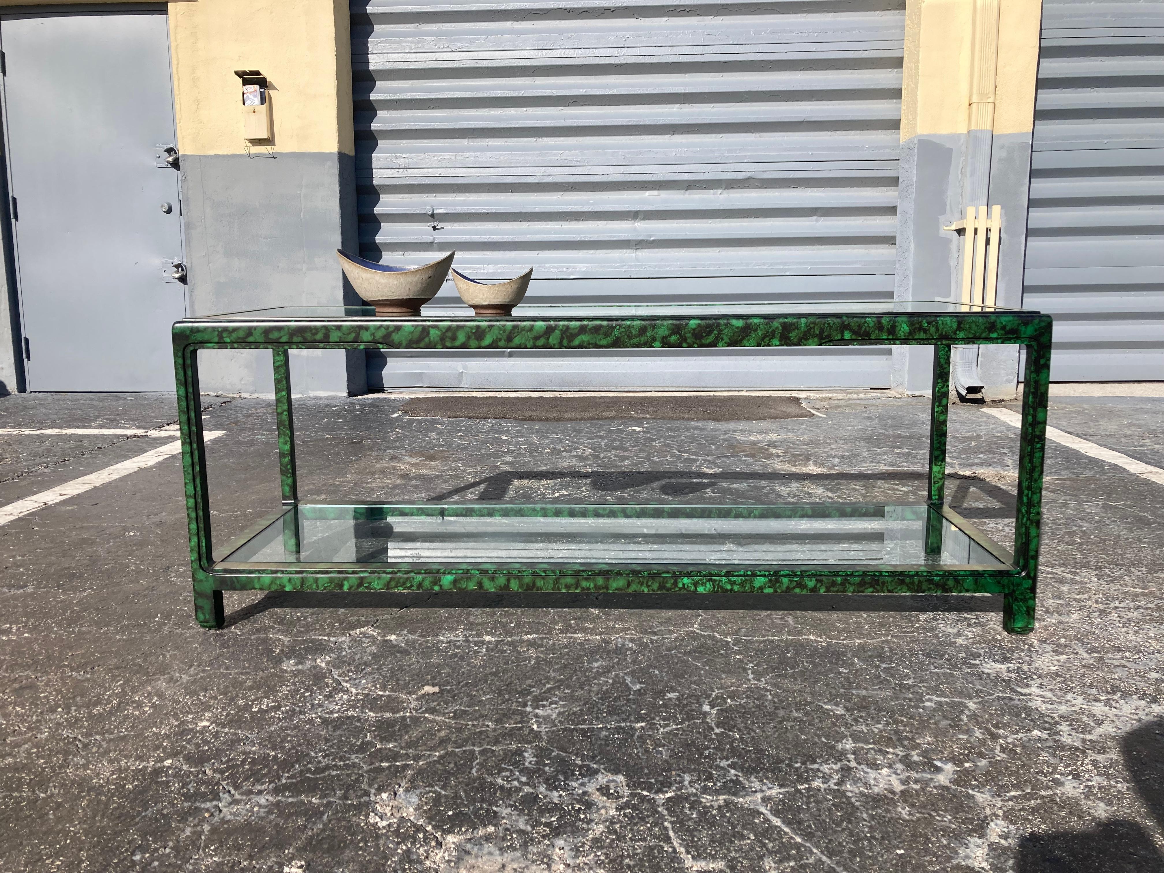Faux Malachite Console Table, Hollywood Regency, Ming Style 6
