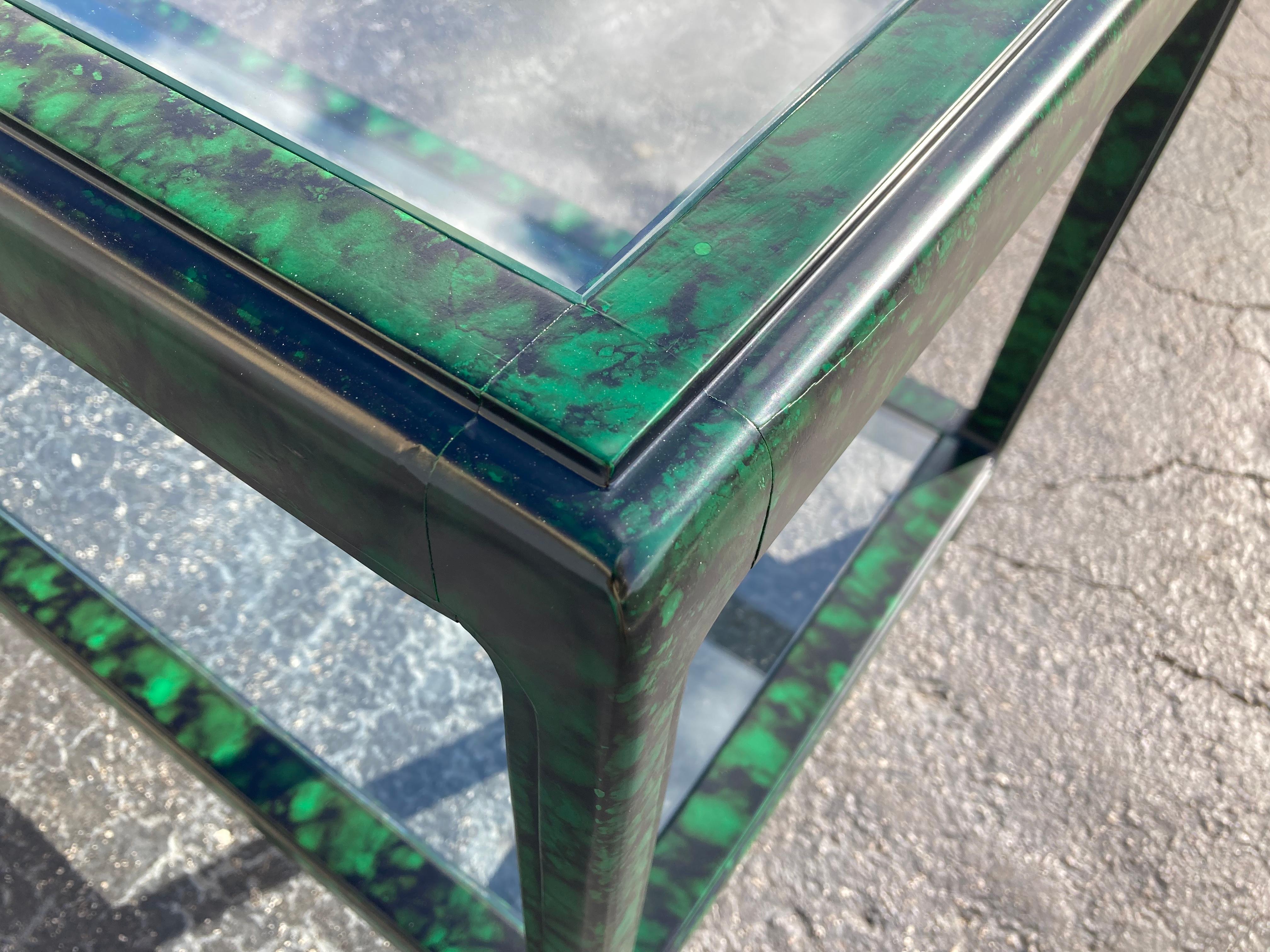 Faux Malachite Console Table, Hollywood Regency, Ming Style For Sale 7