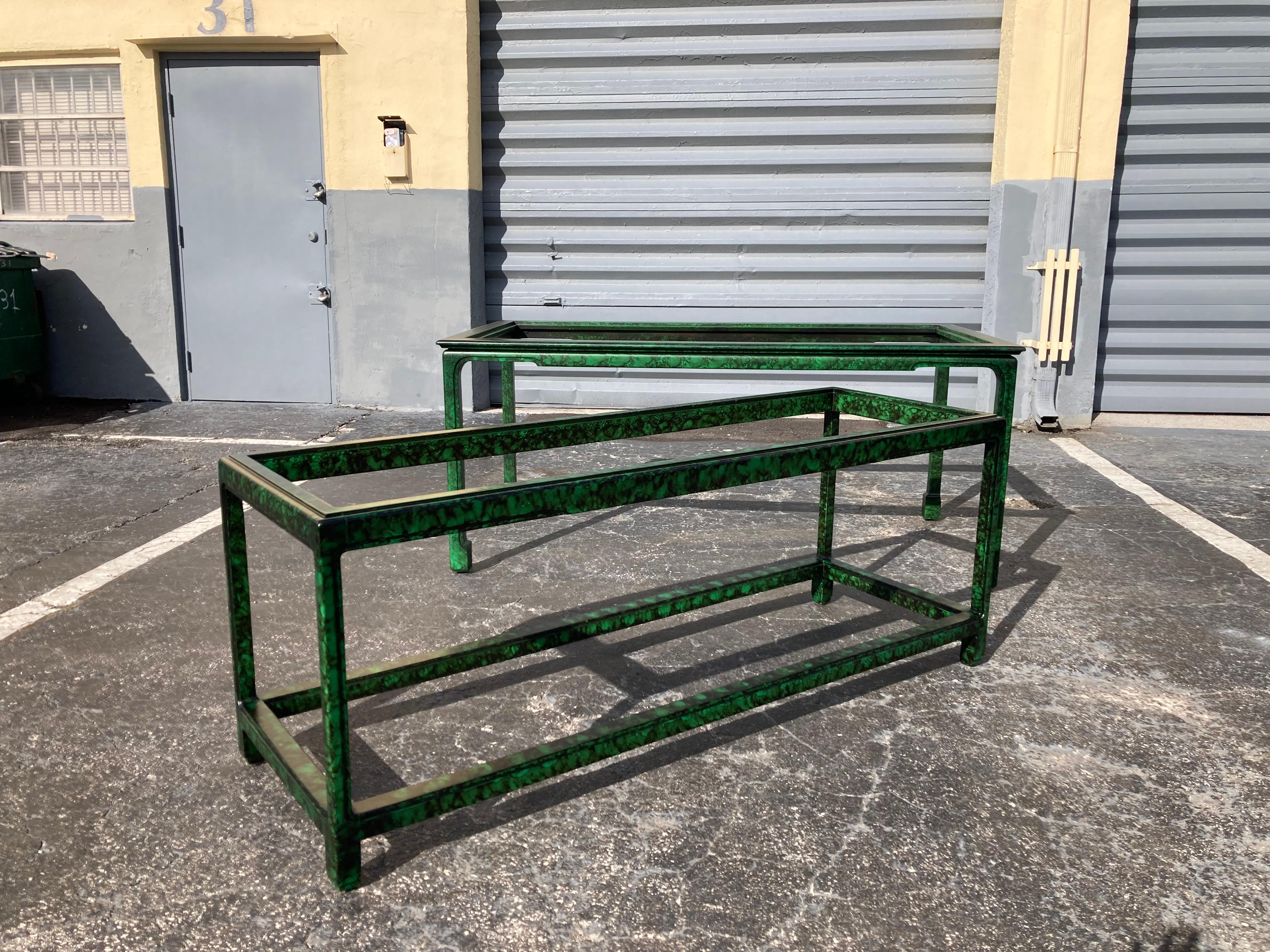 Faux Malachite Console Table, Hollywood Regency, Ming Style 8