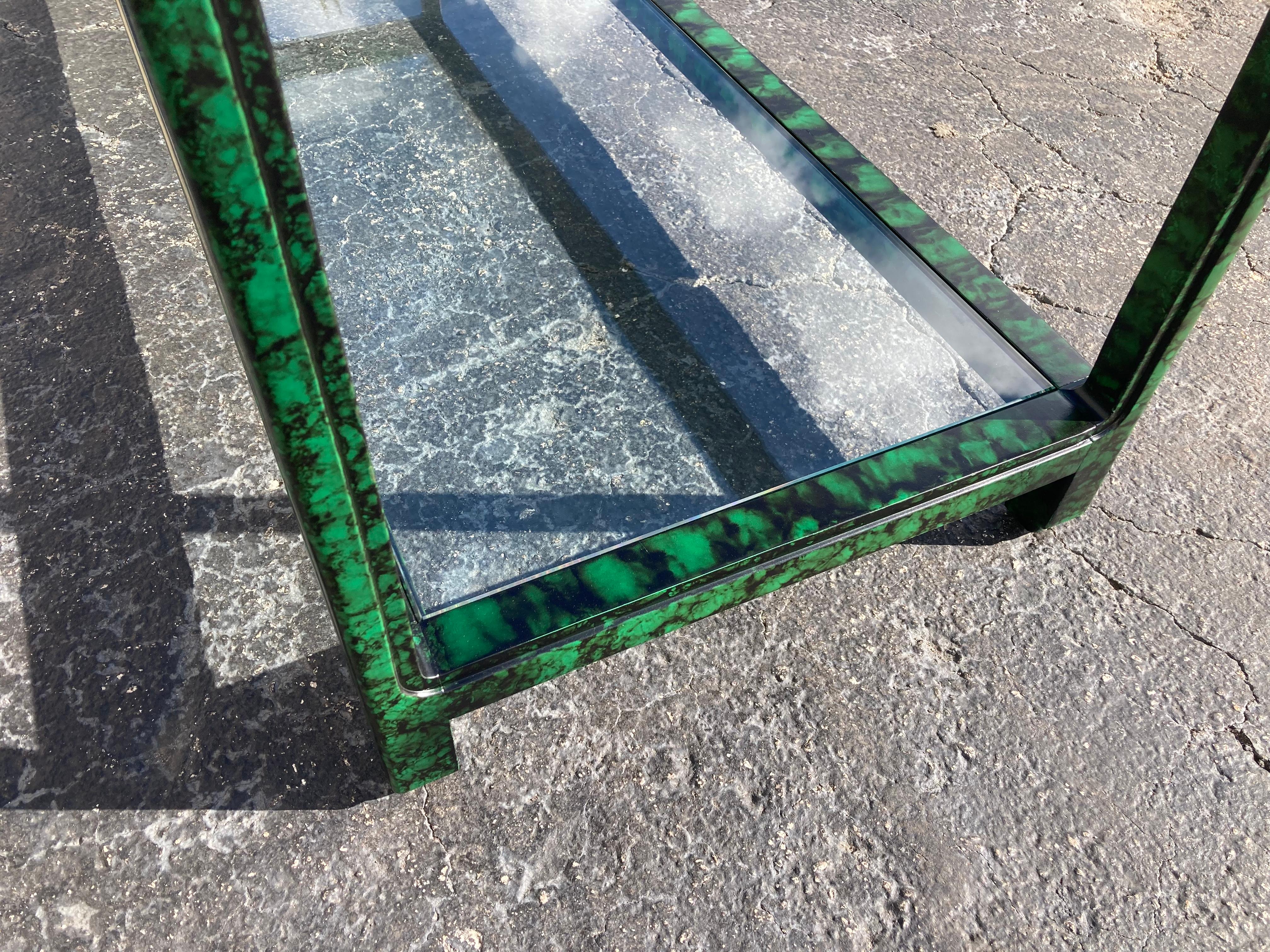 Faux Malachite Console Table, Hollywood Regency, Ming Style For Sale 10