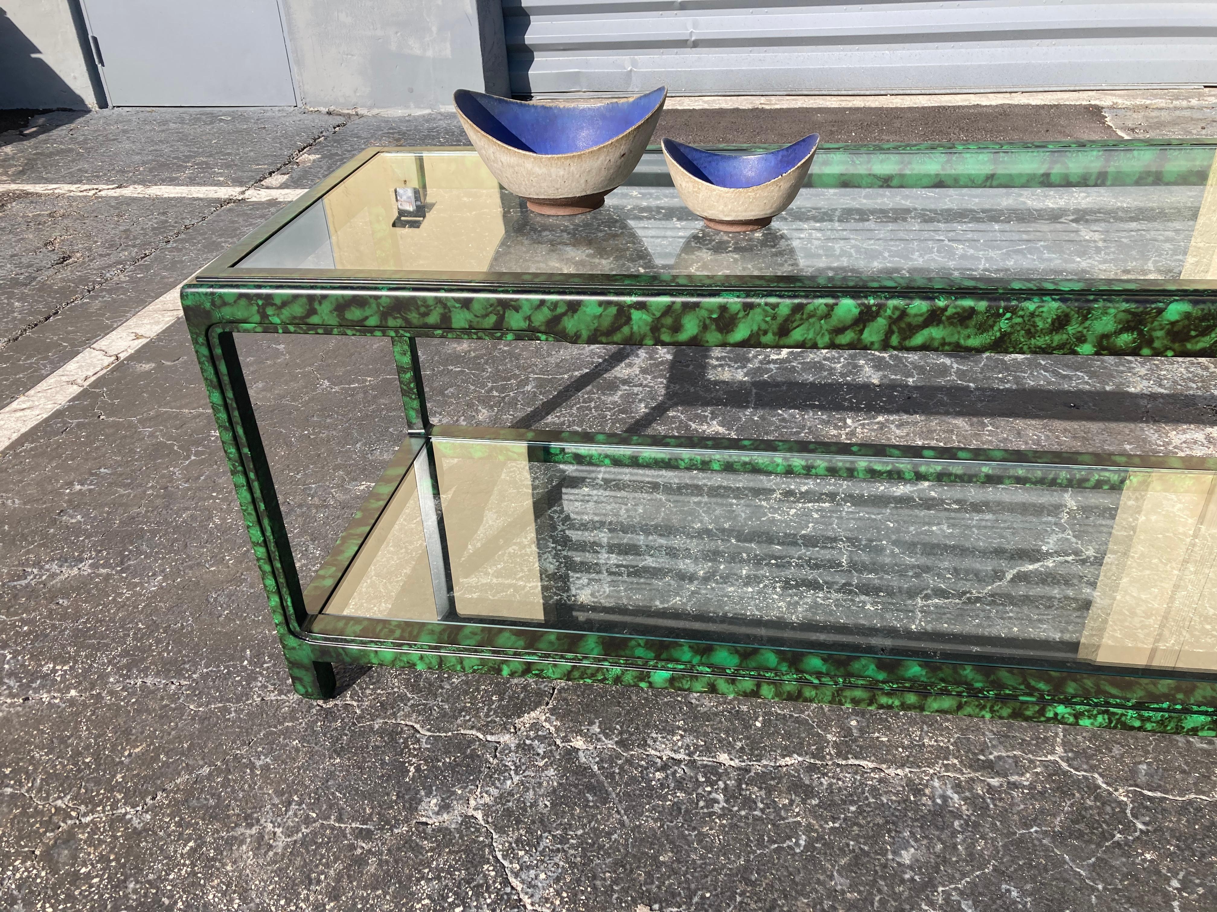 Faux Malachite Console Table, Hollywood Regency, Ming Style For Sale 13