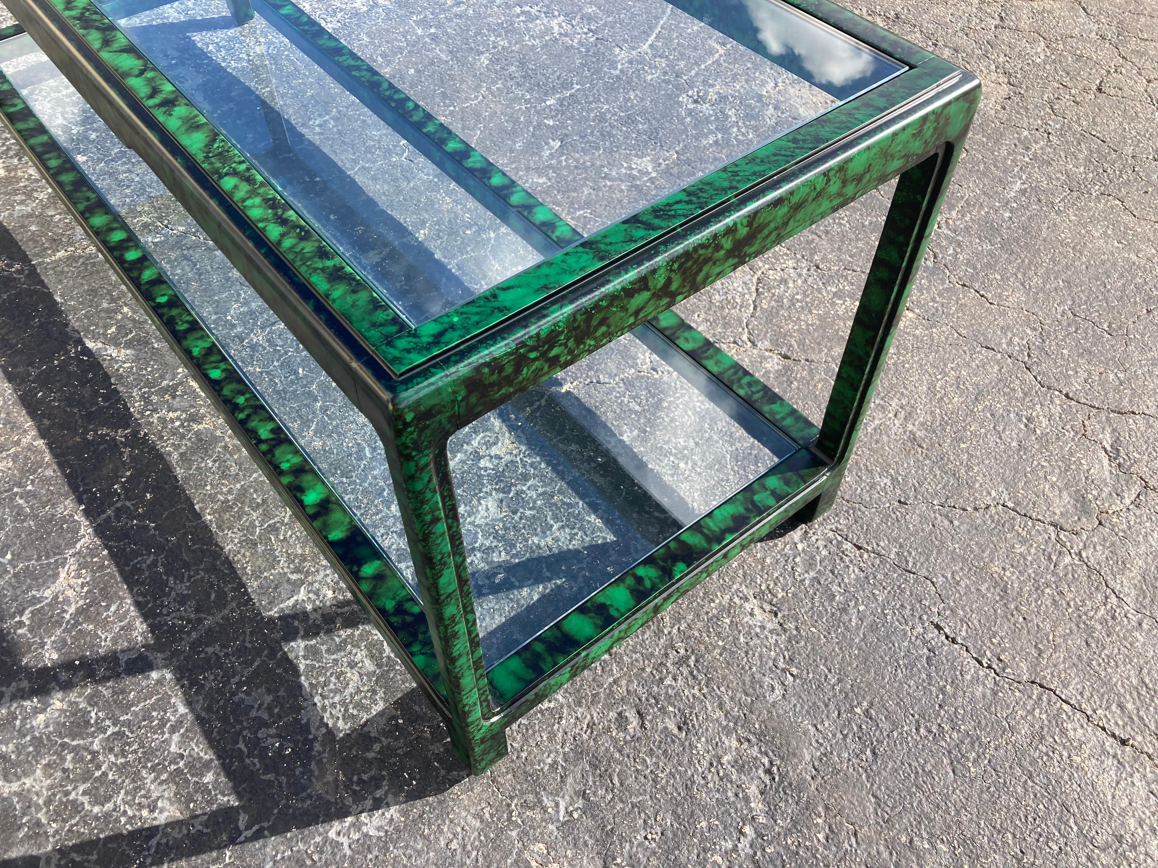 Faux Malachite Console Table, Hollywood Regency, Ming Style For Sale 3