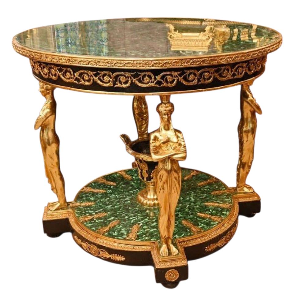 Superbe table centrale de style Empire français
Faux Malachite
Superbe table centrale