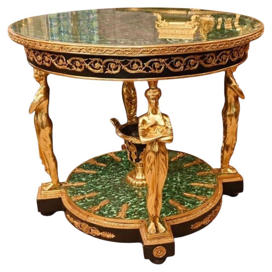 Faux Malachite Empire style Centre Table