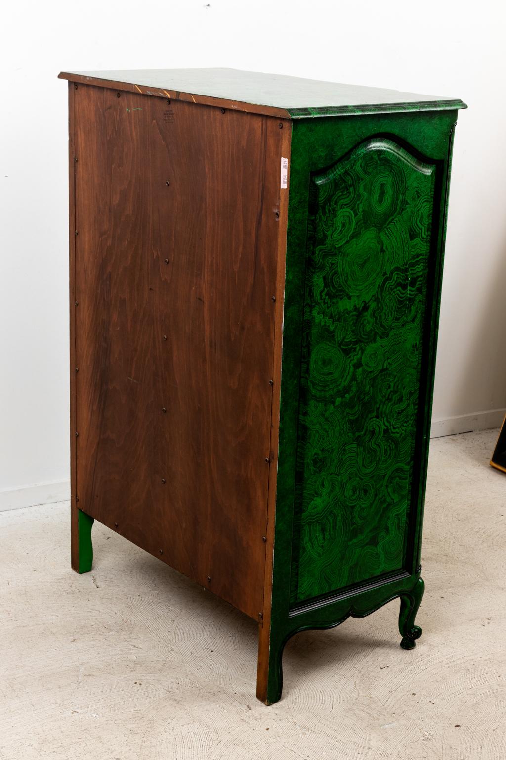 Faux Malachite French Chest of Drawers For Sale 6