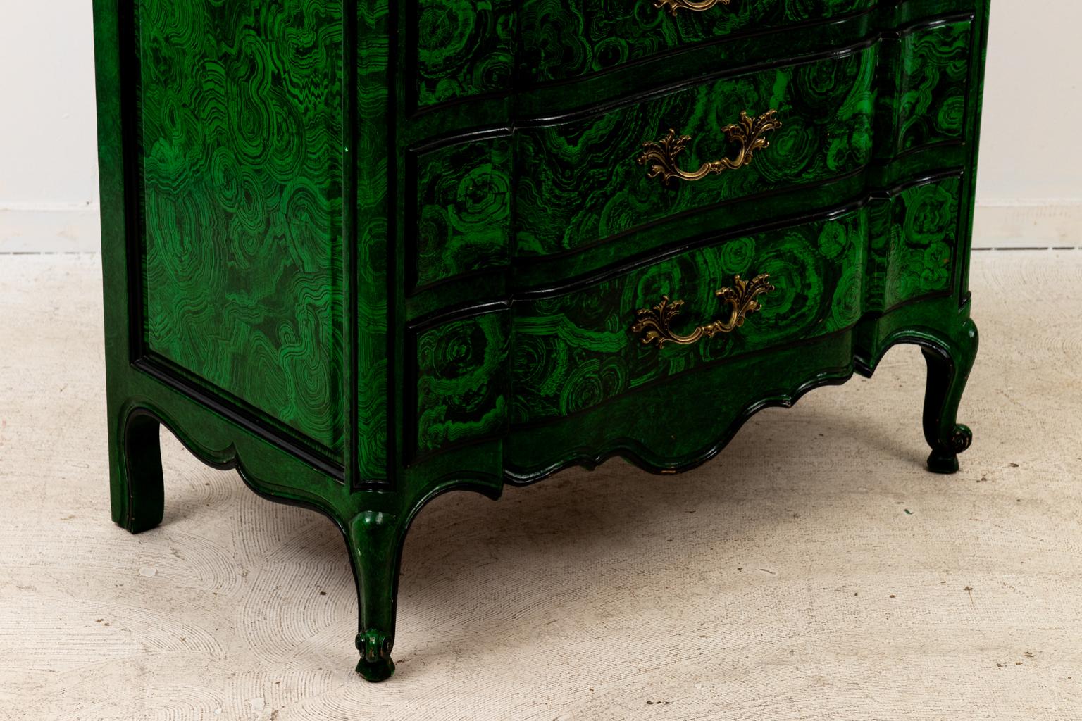 Faux Malachite French Chest of Drawers For Sale 3