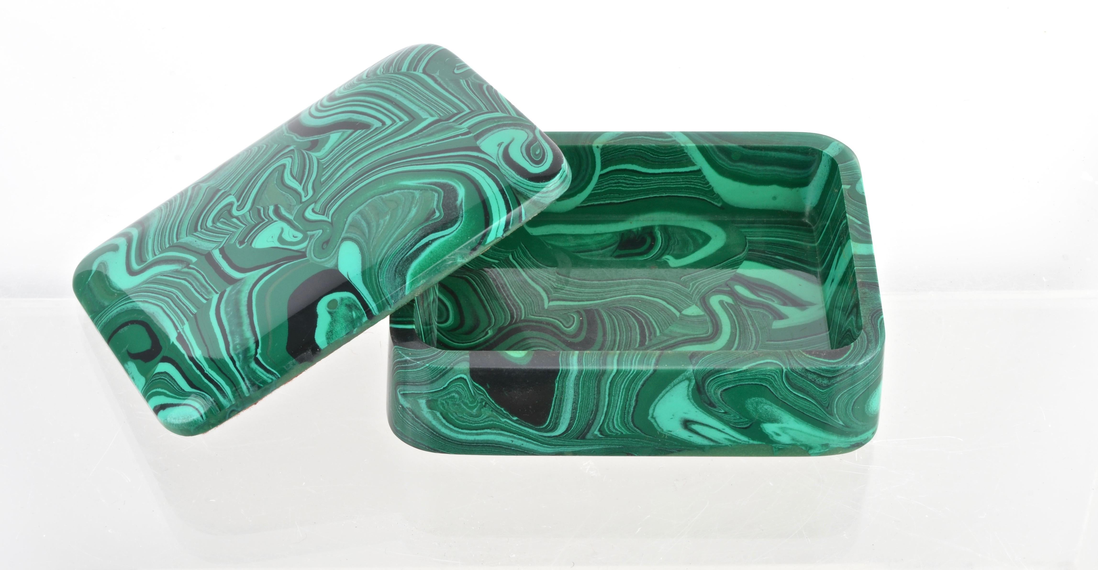 Faux Malachite Lidded Box In Good Condition In Norwalk, CT