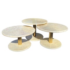 Faux Marble and Brass Tessellated Tables Nesting Side Accent Tables Set of 3