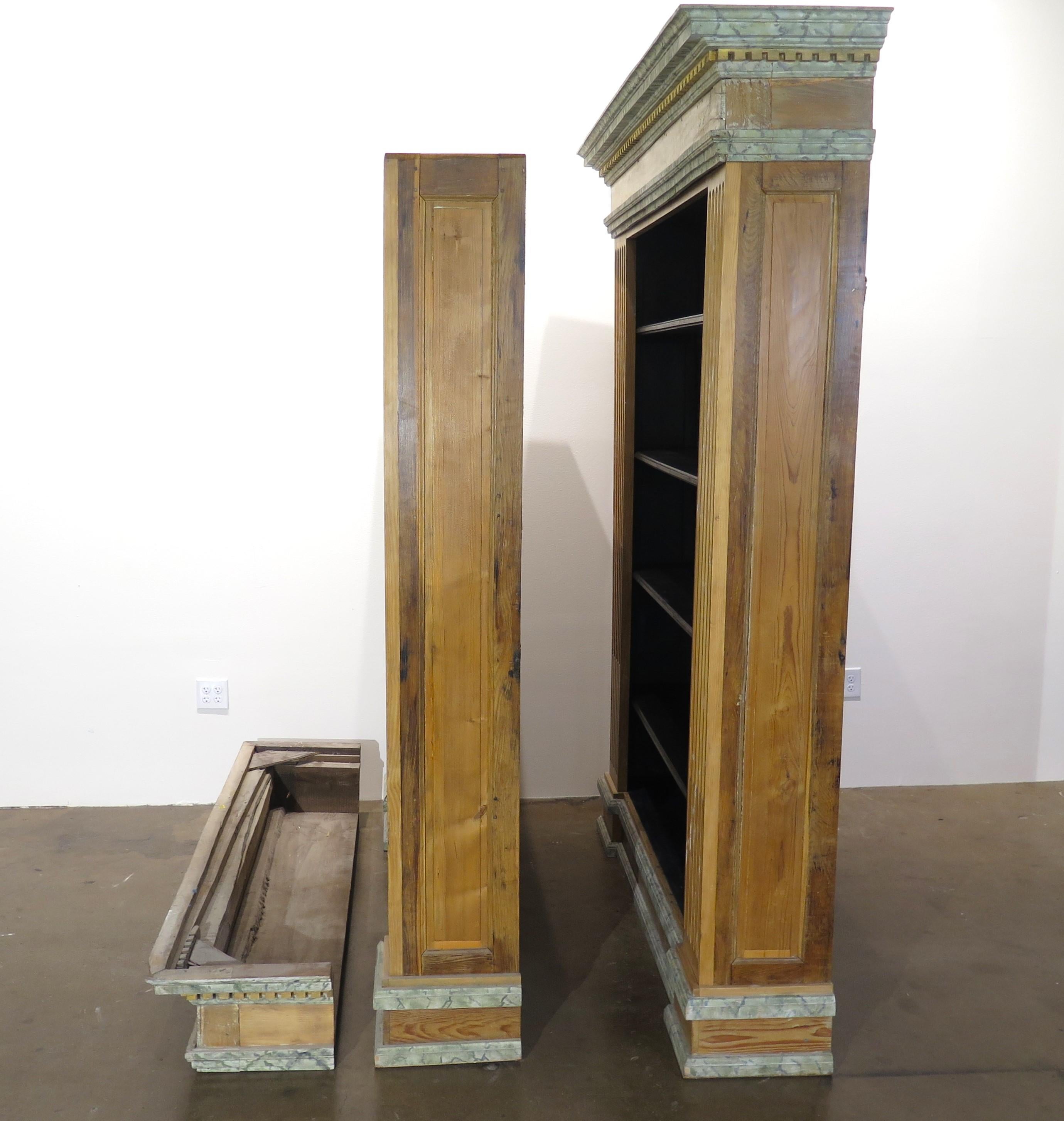 Faux Marble and Parcel Gilt Bookcase / Cupboard (Two Available) For Sale 6