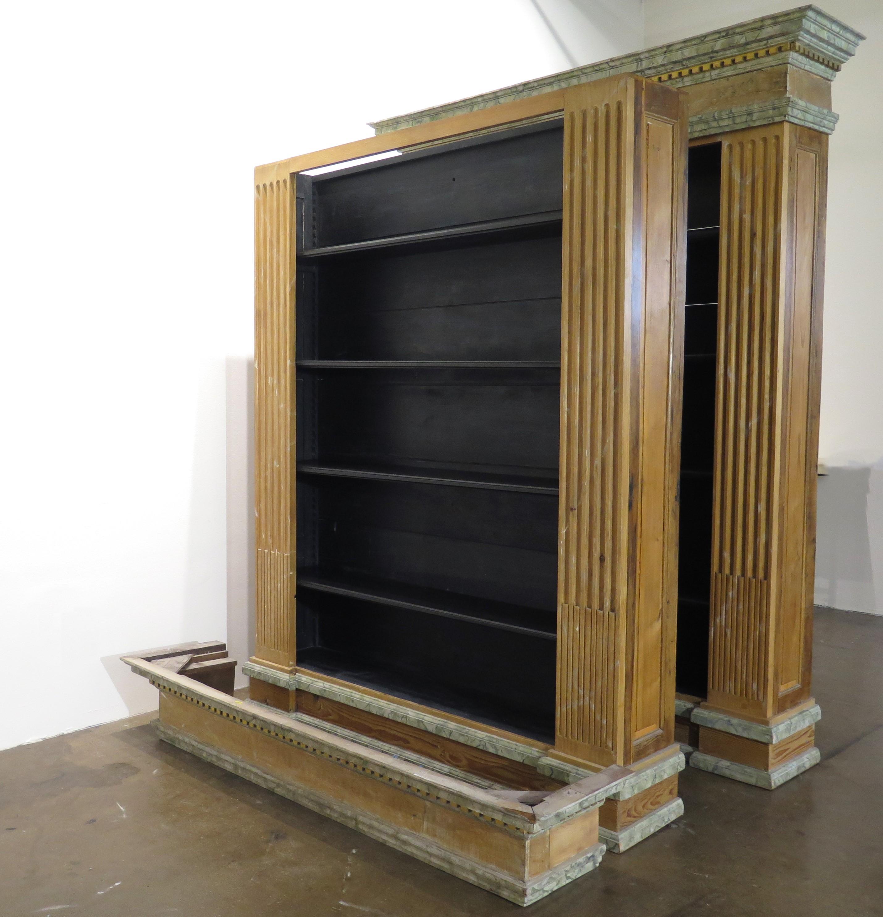 Faux Marble and Parcel Gilt Bookcase / Cupboard (Two Available) For Sale 7