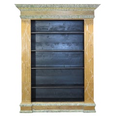 Antique Faux Marble and Parcel Gilt Bookcase / Cupboard (Two Available)