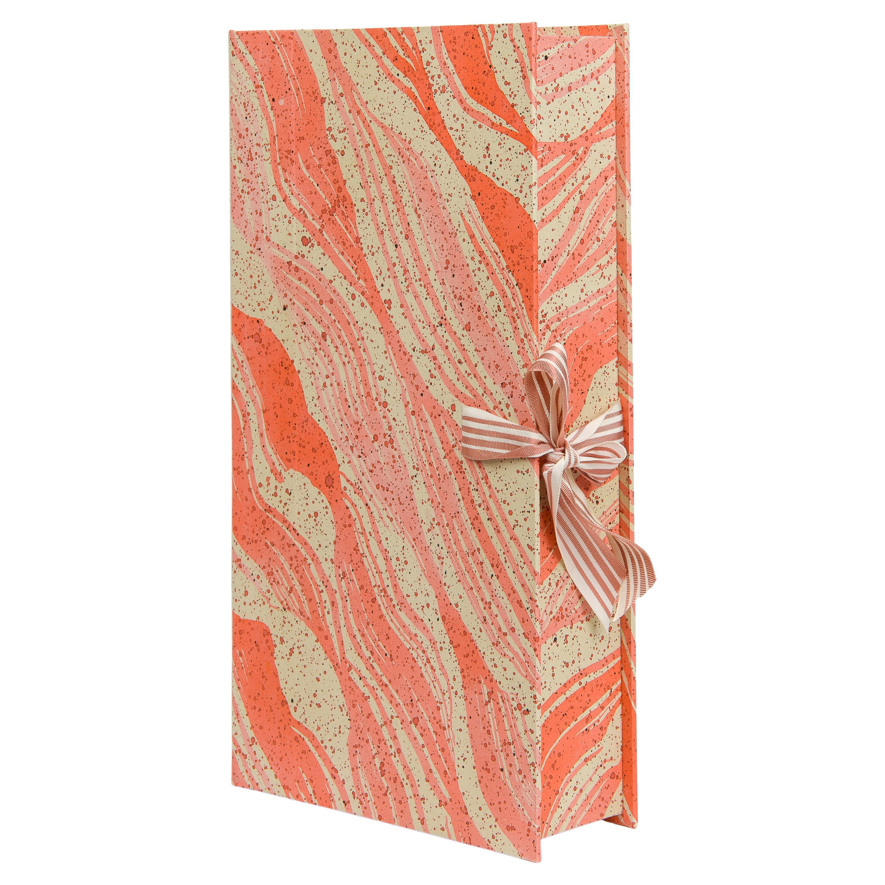 Faux Marble and Scarlet Ribbon Stripes Slender Document Box