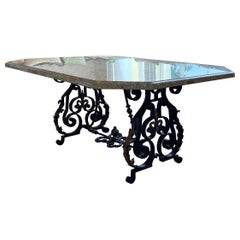 rod iron dining table Faux Marble and Wrought Iron Dining Table