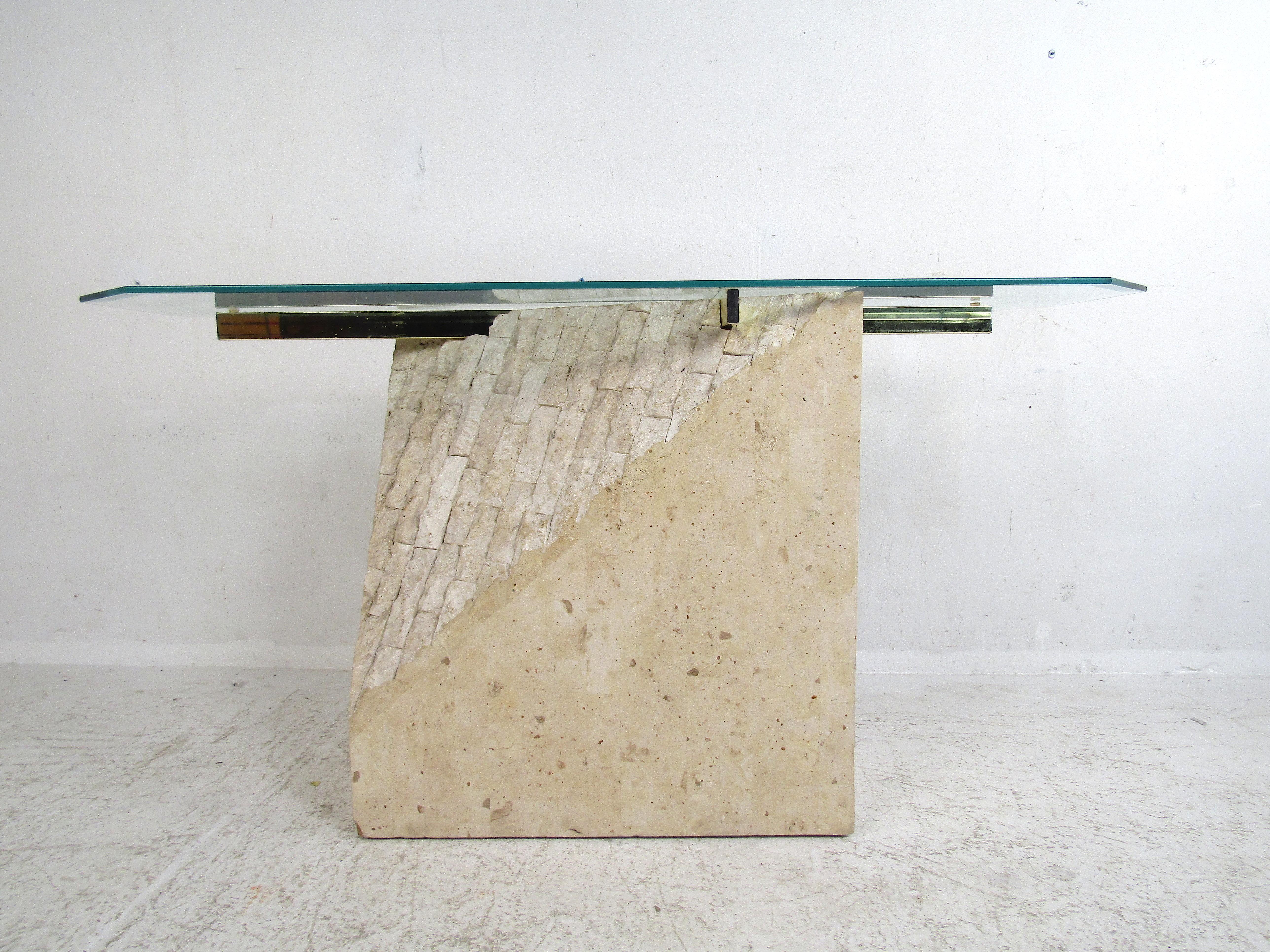 Mid-Century Modern Table console de style Artedi en faux marbre en vente