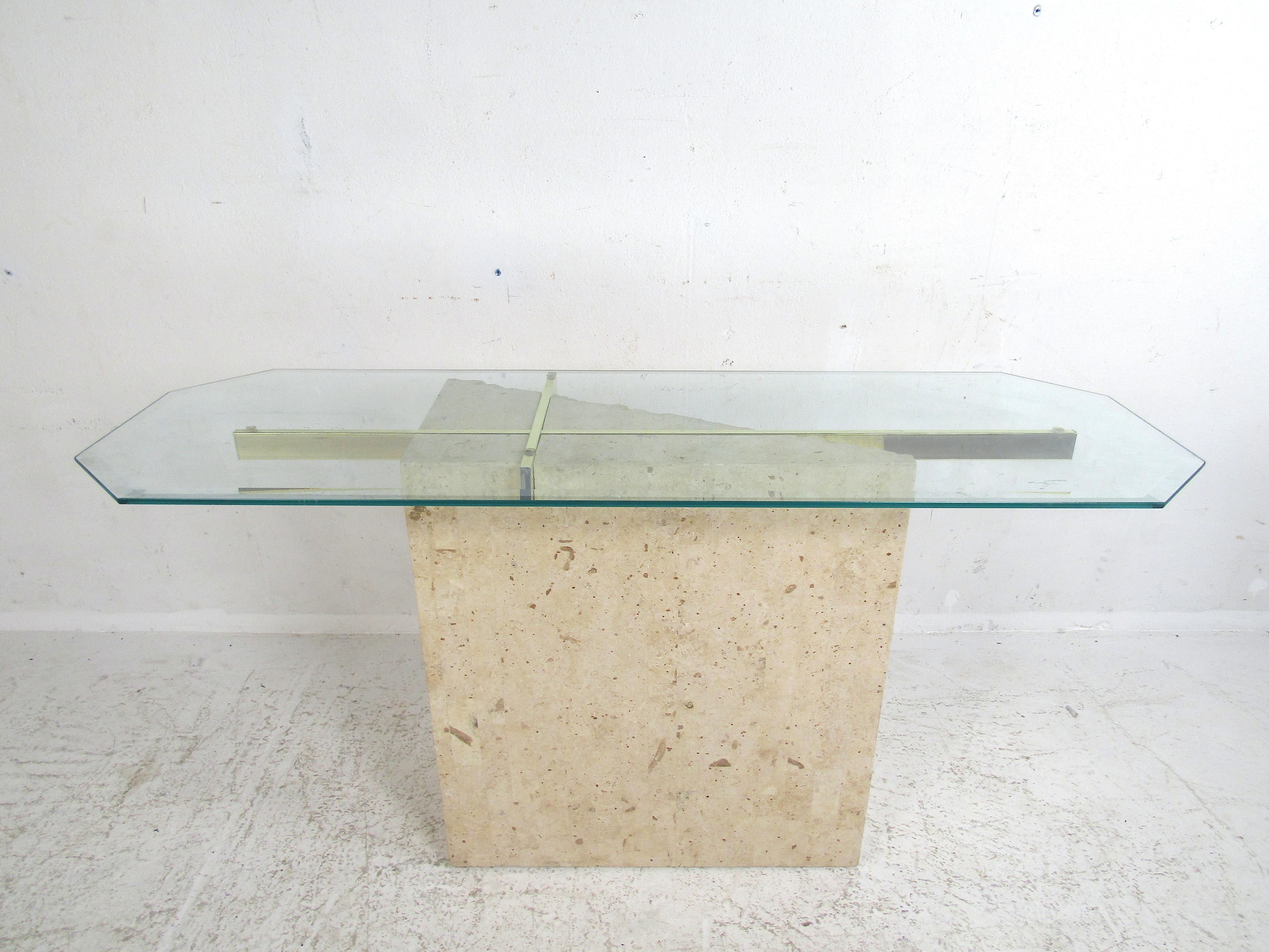 Fin du 20e siècle Table console de style Artedi en faux marbre en vente