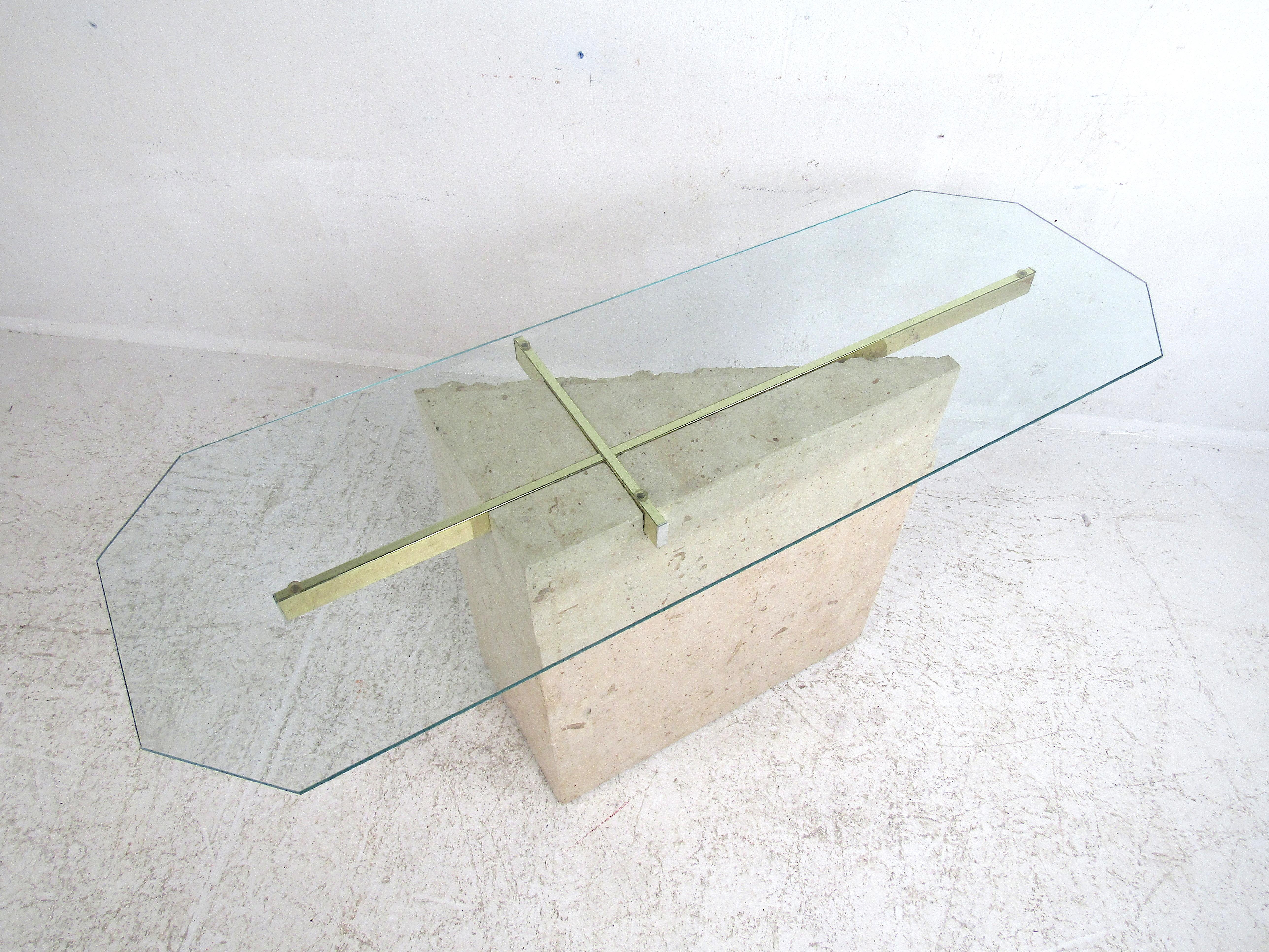 Faux-Marble Artedi Style Console Table In Good Condition For Sale In Brooklyn, NY