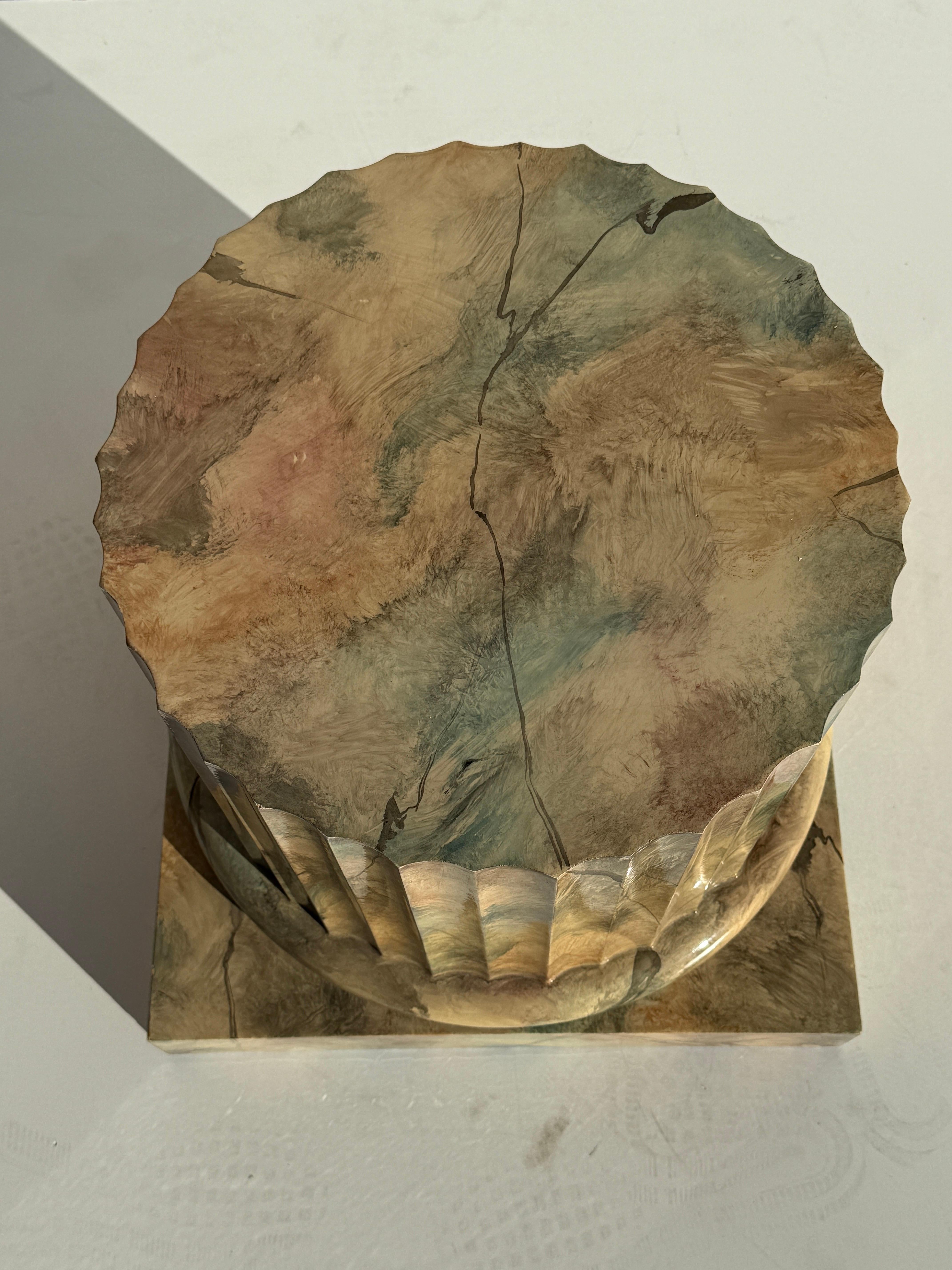 Late 20th Century Faux Marble Column End / Side Table / Pedestal For Sale