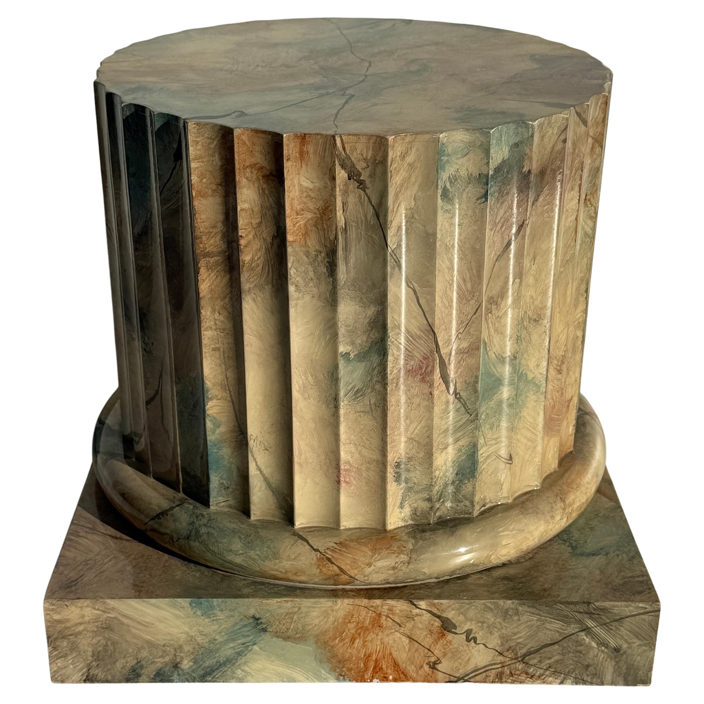 Faux Marble Column End / Side Table / Pedestal For Sale