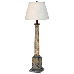 Vintage Faux Marble Column Lamp with Custom Pleated Shade