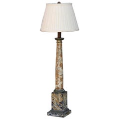 Faux Marble Column Lamp with Custom Pleated Shade