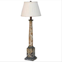 Faux Marble Column Lamp with Custom Pleated Shade