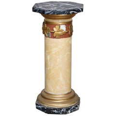 Faux Marble Corinthian Column Plaster Sculpture Display Pedestal, circa 1920
