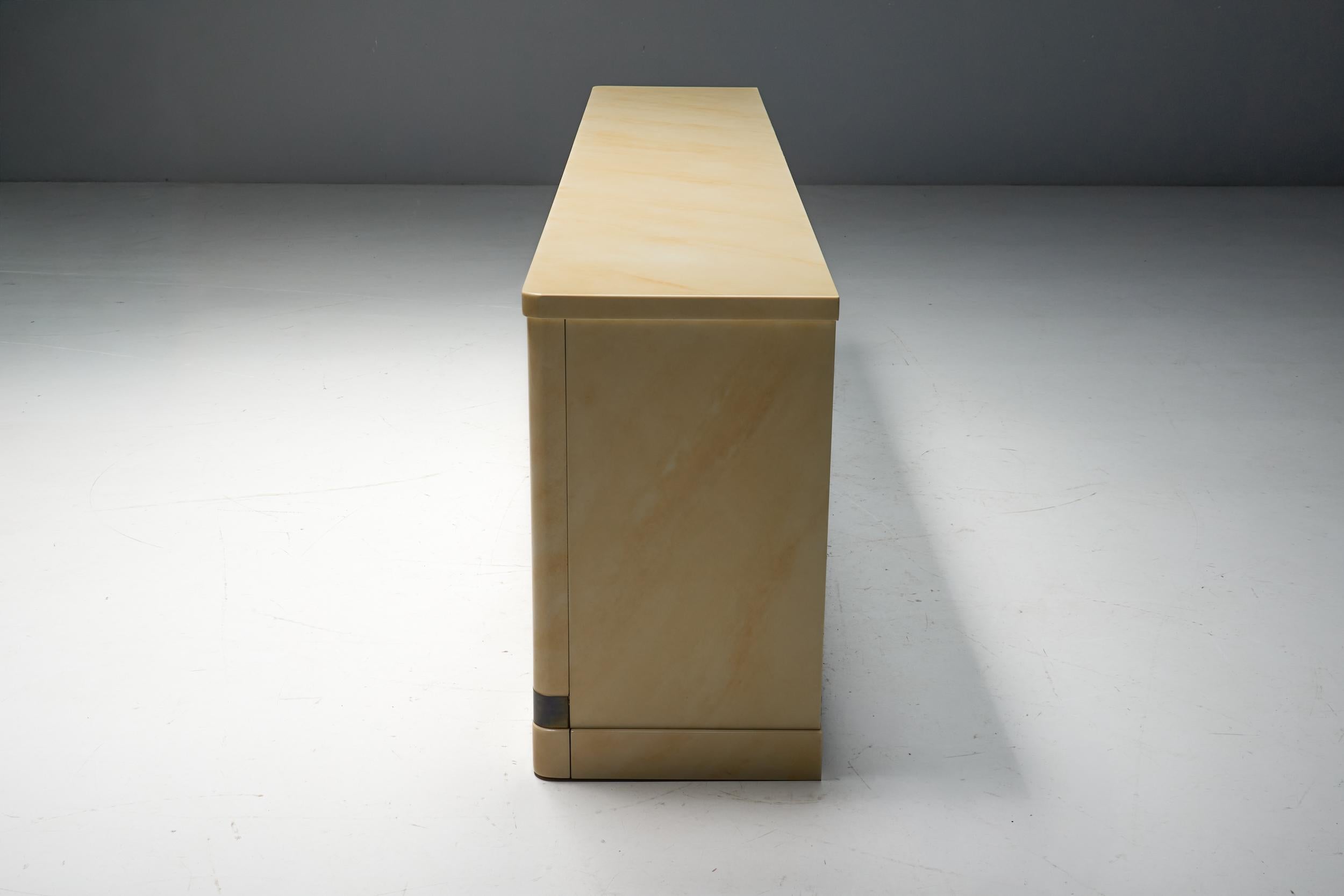 Faux-Marble Lacquered Sideboard by Jean Claude Mahey, France, 1970s For Sale 6