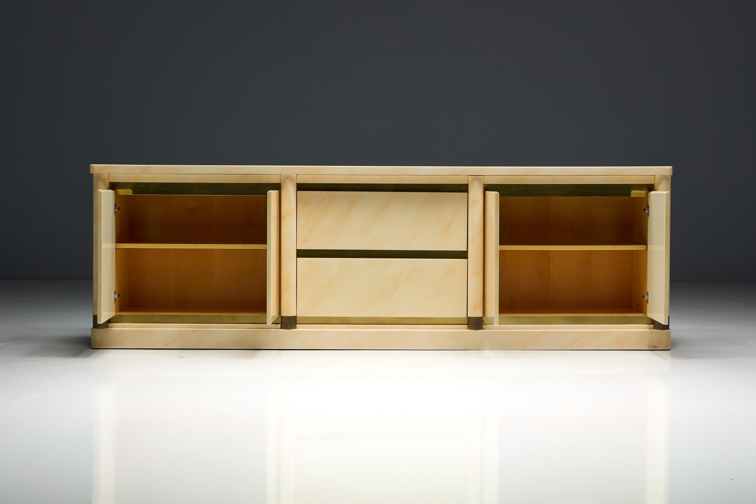 Faux-Marble Lacquered Sideboard by Jean Claude Mahey, France, 1970s For Sale 7