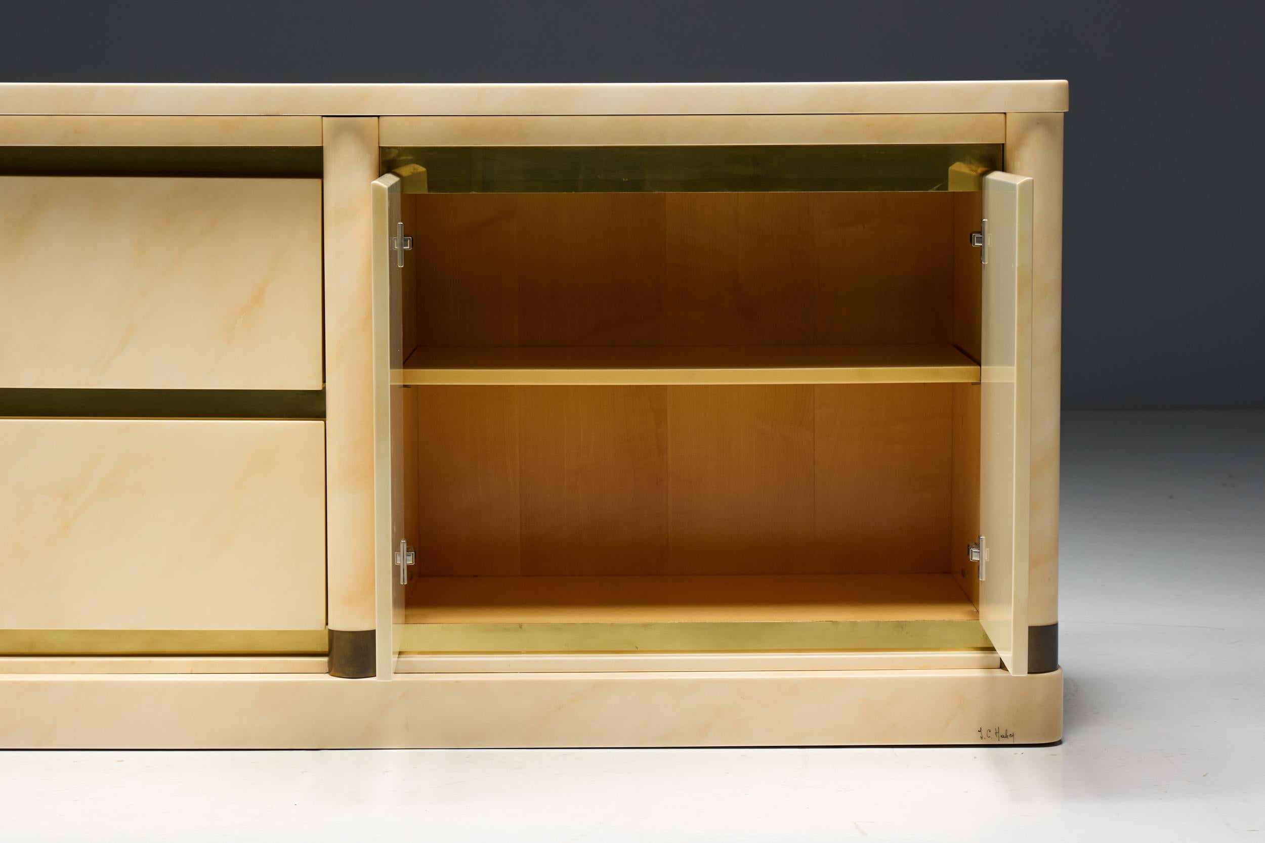 Faux-Marble Lacquered Sideboard by Jean Claude Mahey, France, 1970s For Sale 8