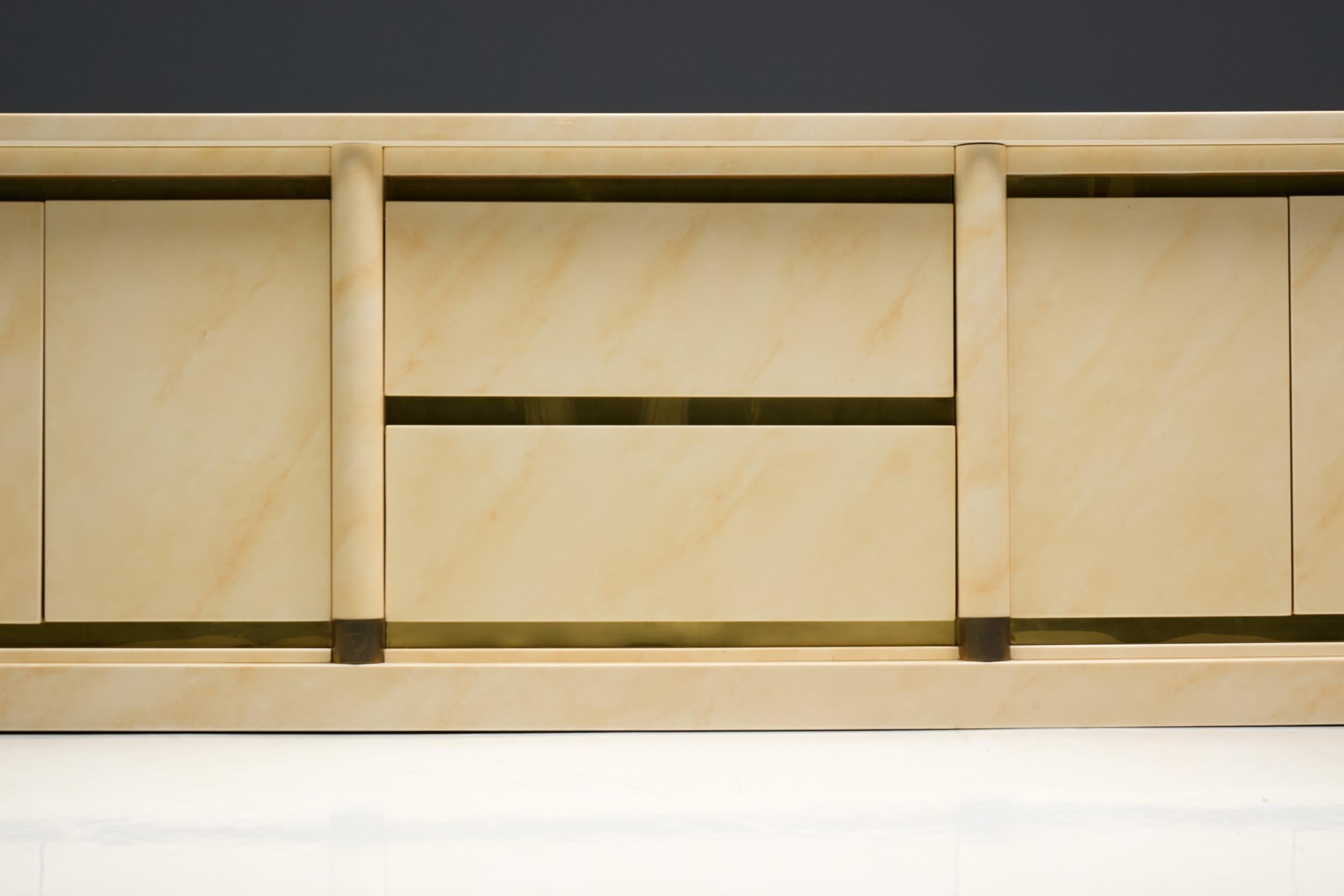 Faux-Marble Lacquered Sideboard by Jean Claude Mahey, France, 1970s For Sale 9