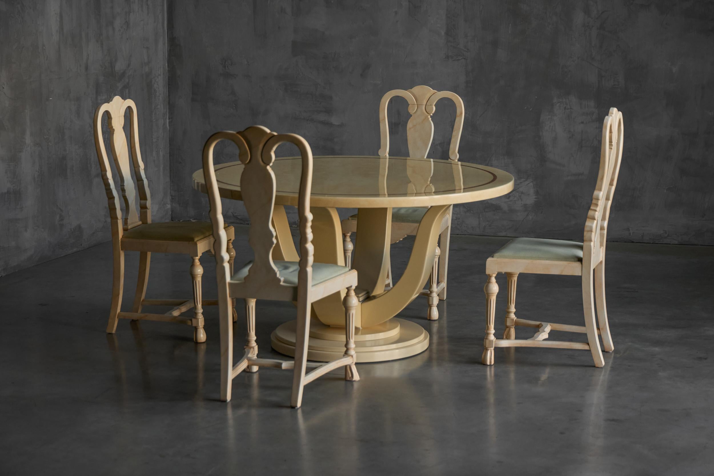 Mesa de falso mármol lacado de Jean Claude Mahey, Francia, años 70 en venta 2