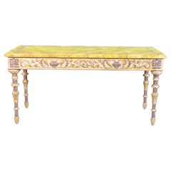 Table console décorée de peinture en faux marbre de style Louis XVI