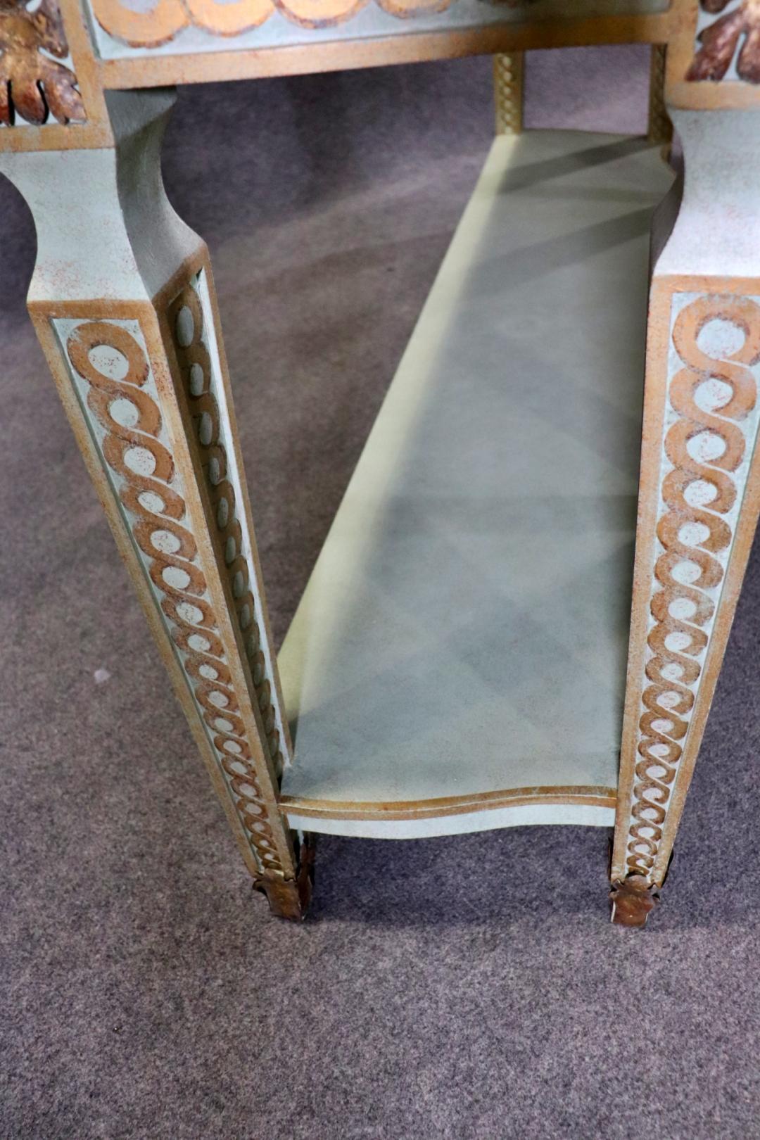 Walnut Faux Marble Paint Decorated Gilded Painted Louis XVI Style Console Table For Sale