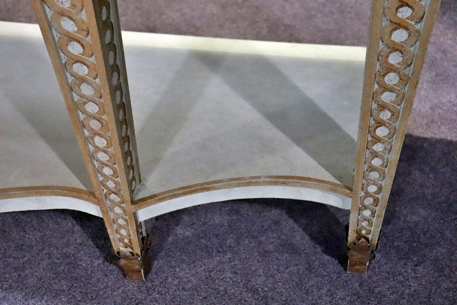 Faux Marble Paint Decorated Gilded Painted Louis XVI Style Console Table For Sale 2