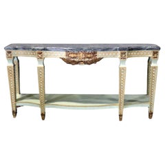 Faux Marble Paint Decorated Gilded Painted Louis XVI Style Console Table